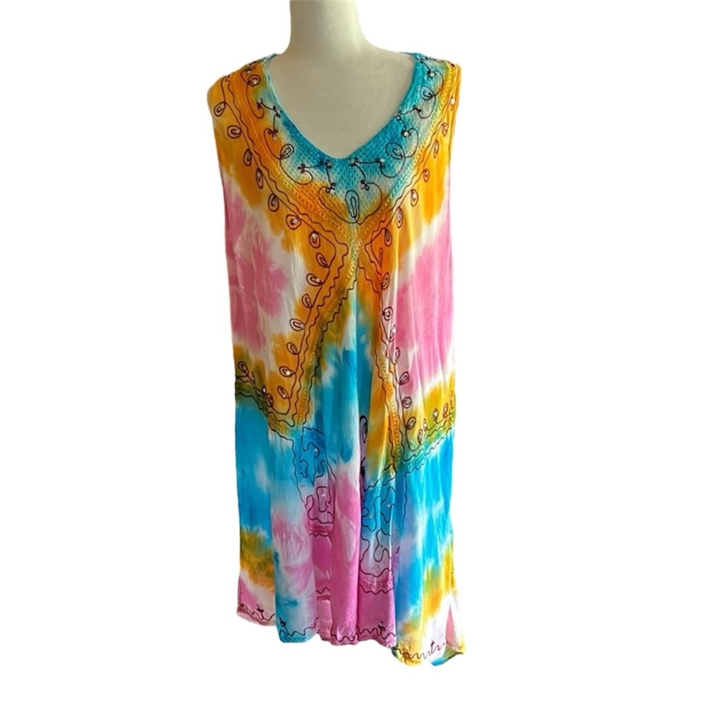 Riviera Sun Sleeveless Tie-Dye Tunic Dress Free Plus Size